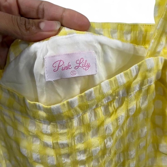Pink Lily Yellow Gingham Tie-Strap dress - Picture 2 of 3